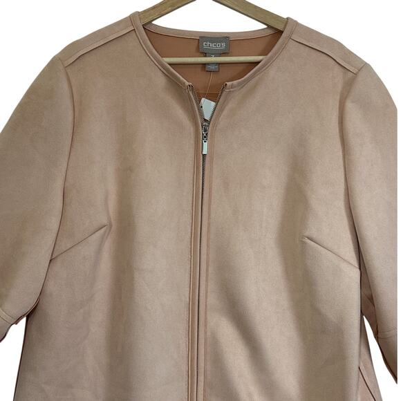 Chico’s Faux Suede Jacket Topper Paris Pink Women’s Coat Sz 3 / XL 570244891 - Picture 3 of 13